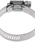 Gates 32032 hose clamp, metal band with slots and screw housing, front view