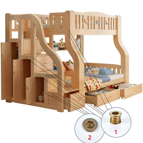 Bunk bed with 30 Piece Pack 5/16 Inch 18 Threads Wood Threaded Inserts 25mm Long For DIY Woodworking Heavy Duty Carbon Steel