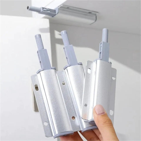 Magnetic Touch Latch Set For Cabinets And Closet Doors Aluminum Alloy Open With Surface Tap Damper Soft Close No Handle Design