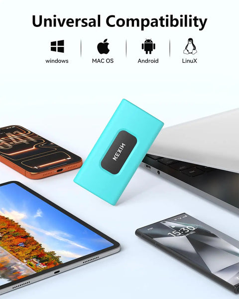 256GB External SSD Drive USB 3.1 Type C Portable Solid State Drive Up To 500MB/s on laptop with phone and tablet