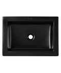 22-Inch Ceramic Rectangle Vessel Sink Matte Black Sick Matte Finish For Above-Counter Install, Scratch-Resistant