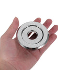 Metal Fire Sprinkler Protector Plates Decorative Escutcheon Ring Covers Recessed Ceiling Two Pack 24 Mm Size in hand.