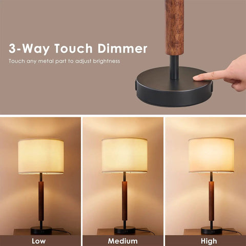 Tall Table Lamps Set Of 2, 27 Inch Touch Control Nightstand Lamps With 3 Way Dimmable Feature Showcasing Different Light Levels