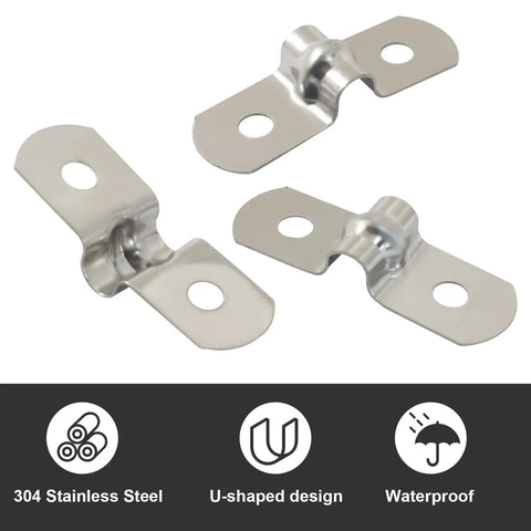 Heavy Duty 30 Pack M5 Screw Quarter Inch 304 Stainless Steel Rigid Pipe Straps Weather Resistant Wall Mount Cable Clamps, U-shaped design