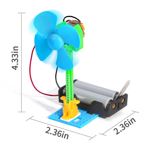 Eight Pack Electrical Fan STEM Kits For Kids Ages 8 To 12, Hands On Science And Engineering Toys For Boys And Girls, small assembled fan model