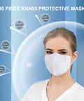 Woman wearing mask, anti-pollen, 30 Pack KN95 Face Masks Individually Packed For Safe Everyday Use Five Layer Cup Design With Breathable Comfort