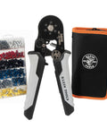Ratcheting Ferrule Crimping Tool Set With Hex Pliers For 10-22 AWG Wire, Includes 1200 Terminals And Soft Carrying Case