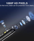 Dual Lens 5 Inch IPS Endoscope Camera With Light Waterproof SemiRigid Cable Borescope Inspection Tool With 32GB Card For Photo And Video Recording Ideal For Automotive Plumbing Drain And Wall Inspections, 1080P lens detail