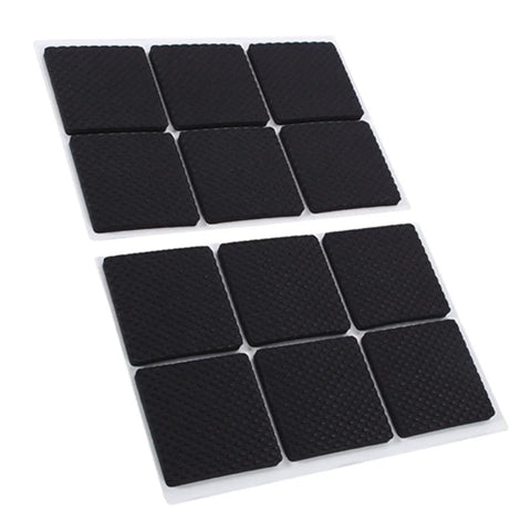 Nonslip 12 Pack Rubber Feet Pads For Furniture And Appliances, 1.8 Inch Black Self-Adhesive Floor Protectors shown on white background