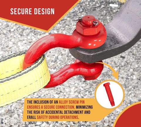 Built Like A Tank Heavy Duty One Point Five Inch Anchor Shackle Forged Carbon Steel Bolt Safety Pin connecting secure strap.