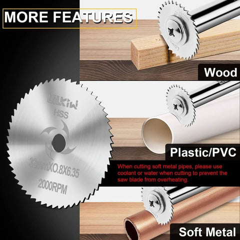LitKiwi HSS circular saw blade with 1/4-inch hex shank; 5 blades for wood, plastic PVC, and soft metal cutting.