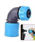 5 Pack 1/2 Inch Garden Water Connector Rapid Connection Adapter Quick Connect Faucet Joint Elbow Plastic Pipe Fittings for Hose Repair No Fuss Extension Irrigation and Car Wash ABS Durable Blue, elbow view