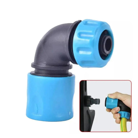 5 Pack 1/2 Inch Garden Water Connector Rapid Connection Adapter Quick Connect Faucet Joint Elbow Plastic Pipe Fittings for Hose Repair No Fuss Extension Irrigation and Car Wash ABS Durable Blue, elbow view