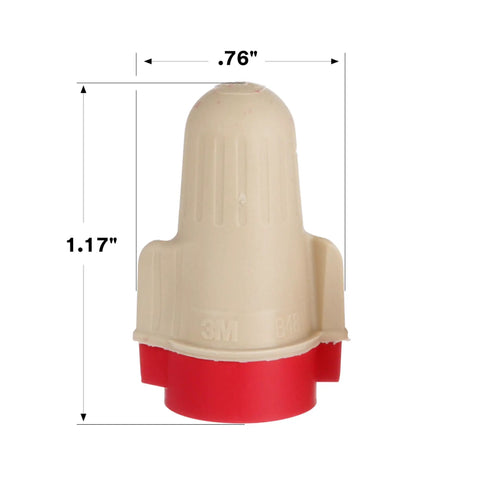 Performance Plus Wire Connectors T And R Jug Tan Red 22-8 AWG Copper with measurements .76 inch width and 1.17 inch height