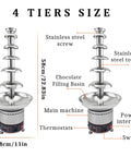 Multi Tier Electric Chocolate Fountain Machine Built From Premium Stainless Steel For House Parties And Hotel Buffets with 4 tiers.