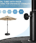 Rock Solid Heavy Duty Round Umbrella Base 85.7 Pound Water And Sand Filled Patio Stand with adjustable pole holder and knob