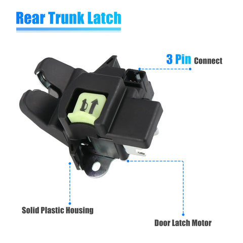 Trunk Latch Lock Actuator 81230A7030 for Kia Forte Koup 2014-2020 with 3-pin connector and solid housing shown.