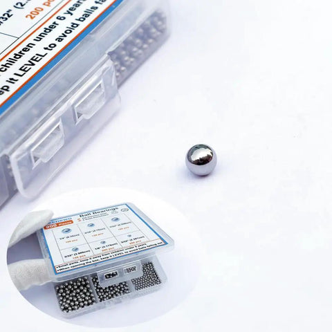 Close-up of 900 Piece Stainless Steel Precision Balls Set With Size Assortment One Quarter Inch Seven Thirty Seconds Inch