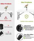 Comparison of Heavy Duty Folding Table Leg Extenders With Four Level Adjustable Height Risers for stability and non-slip features.