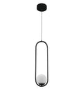 Capri 7 Inch Integrated LED Pendant Light In Black With White Glass Shade, Dimmable ELV LED, height-adjustable for ceilings