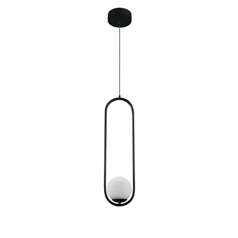 Capri 7 Inch Integrated LED Pendant Light In Black With White Glass Shade, Dimmable ELV LED, height-adjustable for ceilings