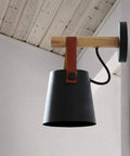 Plug In Wall Sconce Set Of Two For Bedroom Lighting With On Off Switch Black Wall Lamps With Wooden Arm Bedside Vanity Lights