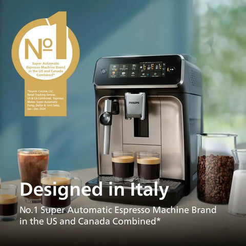 Fully Automatic Espresso Machine With Built In Grinder And Milk Frother, 5 Presets For Espresso, Coffee, Glossy Black, front view