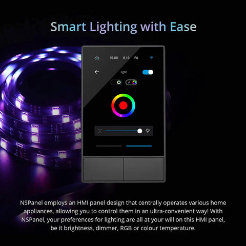 Two Channel WiFi Smart Wall Switch Panel With Touchscreen, Scene Modes, Temperature Sensor, Lights Control, And Seamless Voice Assistant Control