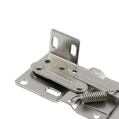 Close-up of Four Pack Tip Out Tray Hinges For Flip Up Cabinets, 45 Degree Soft Close Concealed Cabinet Hinges For Kitchen Sink And Bathroom, Includes 97x46mm Sloped Tray Hinges made of cold-rolled steel.