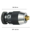 Heavy Duty Keyless Drill Chuck 1/64 To 1/2 Inch Clamping Range With JT33 Mount And Titanium Jaws, side view with measurements