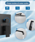 All In One Matte Black Shower System With 10 Inch Rain Shower Head And Handheld Spray, Wall Mount Tub Spout, Rough In Valve