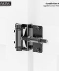Heavy-Duty Self-Closing Gate Hinges, 90-Degree Adjustable Narrow Gate Hardware For Metal, PVC, Vinyl, And Wood Fences, Corrosion-Resistant Steel With Adjustable Tension, 2-Pack installed on white gate panel