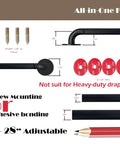 Adjustable Sash Curtain Rod For French Doors With Tough Three Eighth Inch Steel Bar And Low Profile Brackets showcase kit components.