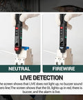 Two In One Pro Grade Digital Multimeter And Voltage Tester Pen For Electricians showing neutral and firewire detection on sockets.