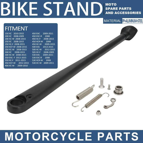 Dirt Bike Kickstand Built Tough 7075 Aluminum With Springs And Bolts Fits 150 200 250 300 350 400 450 500 505 530 EXC XC XCW XCF XCFW EXCF EXCR XCRW Supermoto Enduro Motocross Black
