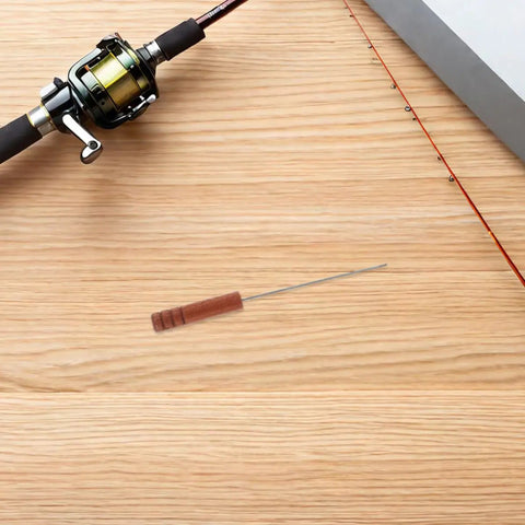 Stainless Steel Baiting Needle Tool With Nonslip Wood Handle For Threading Worms And Hooks Keeps Your Hands Safe And Goes Handy For Outdoor Carp And Lake Fishing Rig Work, wood handle