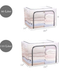 Huge 80L Foldable Storage Bins Organizer With Metal Frame And Durable Handles Clear And Gray 3 Pack For Clothes Bedding Toys