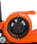 Side view of powerful 3 speed air mover with 1.3HP motor delivers 5000 CFM for quick carpet drying, workhorse floor blower with handle and wheels