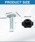 Eight Pack T Track Knob Kit With Star Knobs And 1/4-20 X 1In T Slot Bolts size dimensions diagram