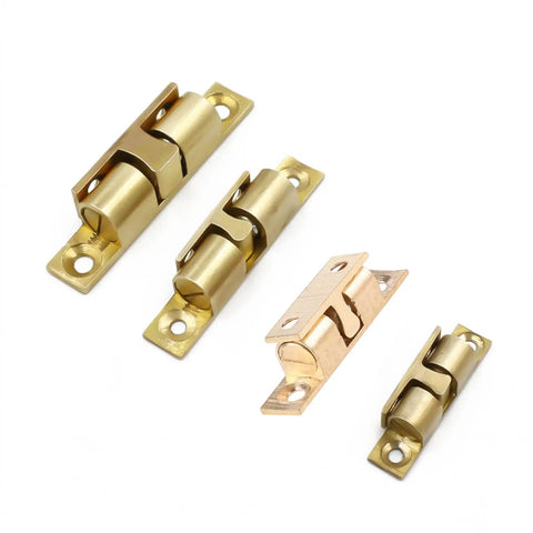 Double Ball Latch Tension Roller Catch For Cabinets Doors And Furniture Pure Copper Construction with four latches displayed