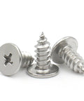 Close-up of Heavy Duty Stainless Steel Self Tapping Wood Screws Set M2 M2.6 M3 M3.5 M4 14mm Wafer Head Cross Phillips A2 304.