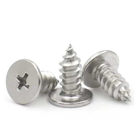 Close-up of Heavy Duty Stainless Steel Self Tapping Wood Screws Set M2 M2.6 M3 M3.5 M4 14mm Wafer Head Cross Phillips A2 304.