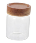 Set Of Three Airtight Glass Coffee Bean Storage Jars With Secure Screw Tops To Keep Your Loose Tea And Spice Stash Locked Down Space Saving Kitchen Pantry Canisters Gonna Love These, clear glass canister with wooden lid.
