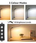 Clip On Desk Lamp LED Reading Light With USB Power Dimmable 3 Color Modes And 10 Brightness Levels on desk