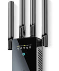 Best WiFi Extender And Signal Booster For Home, 6X Faster Internet, Long Range Up To 15,588 Sq Ft, black with four antennas