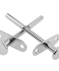 Heavy Duty Stainless Steel Spring Plunger Latch Lock 2 Pack With Rust Proof Finish Built Tough As Nails For Toolbox Gates And Workshop Doors Cabinet Hardware close-up of two latches with springs