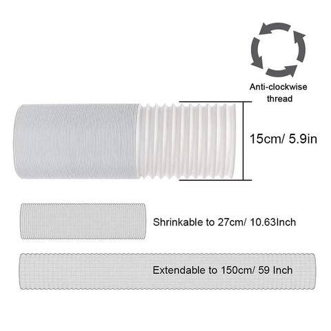 Portable Air Conditioner Window Vent Kit With Adjustable Window Seal And 5.9 Inch Exhaust Hose, 59 Inch Length diagram