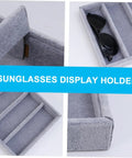 Solid Six Grid Sunglasses Storage Plate And Jewelry Display Box For Women Totally Fresh Fashion Organizer With Scratch Proof Surface showcasing grey compartment tray with sunglasses.