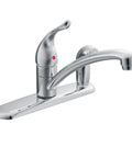Chateau Chrome One-Handle Low Arc Kitchen Faucet With Side Sprayer In Deck Plate For 3-Hole Setup 7434 A Modern, Easy-To-Use Water Faucet