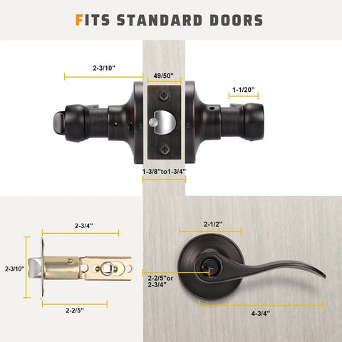 Dimensions of 10 Pack Exterior Door Handle Lockset With Keyed Alike And Combo Keys In Oil Rubbed Bronze Vintage Bronze Exterior Door Lever Front Doorknob